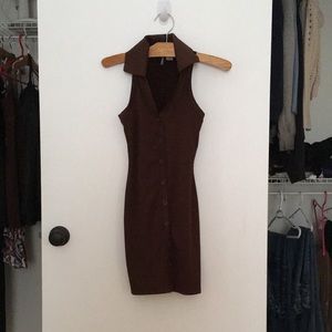 Brown bodycon medium length dress